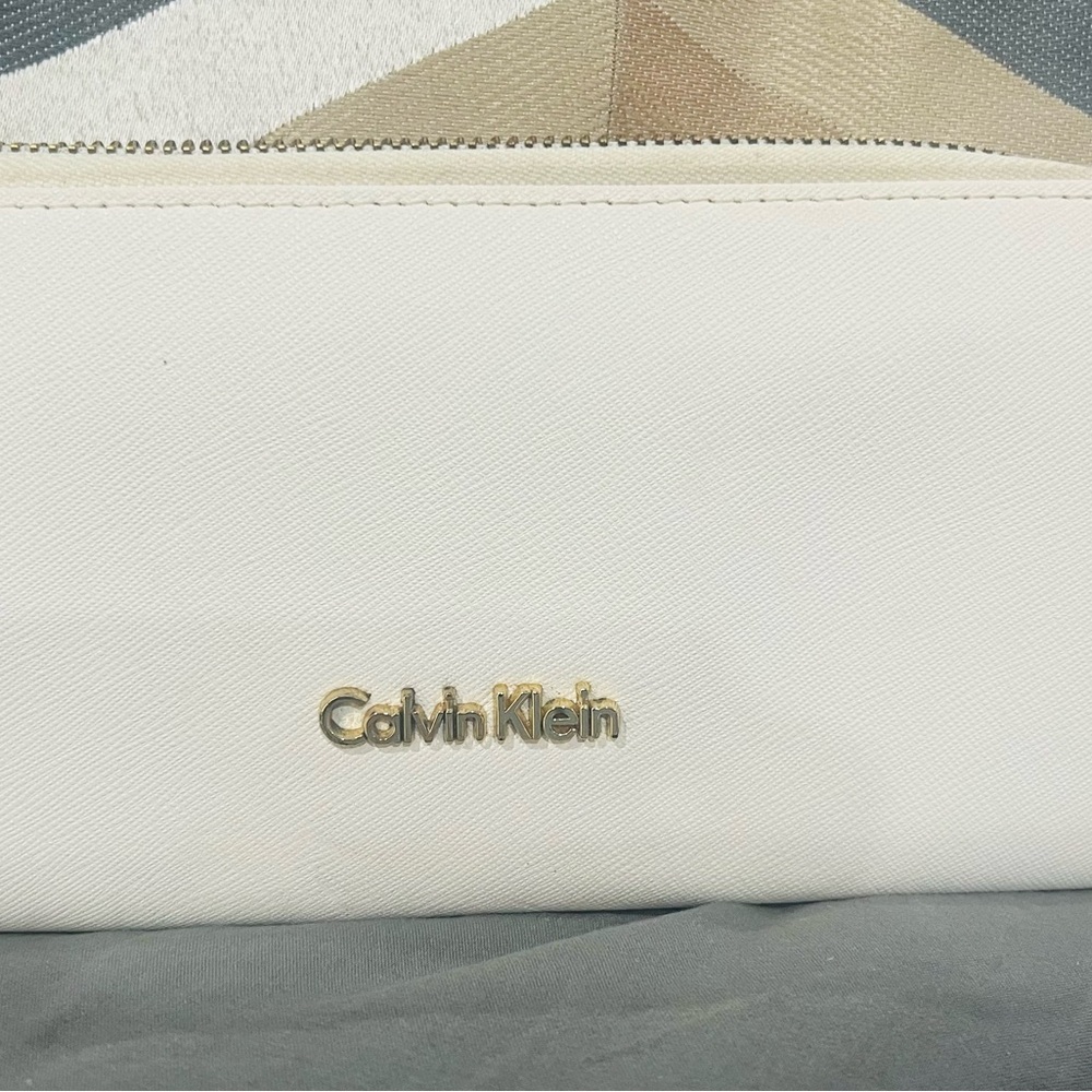 Calvin Klein Cream and Tan Clutch